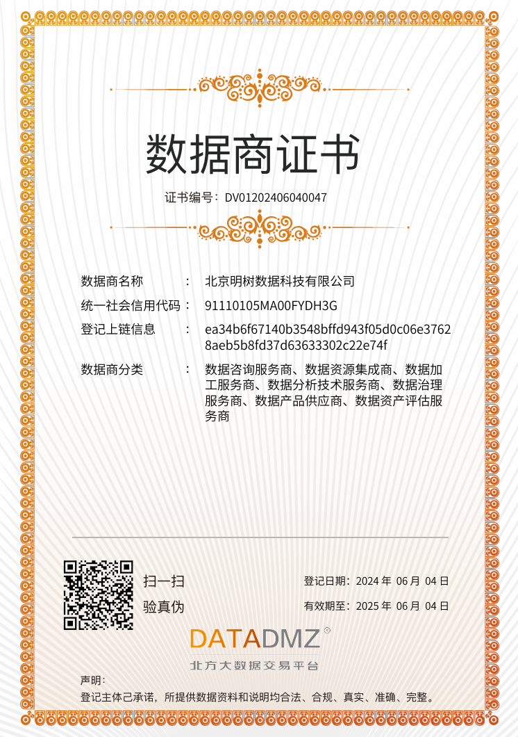北方大数据交易平台数据商证书